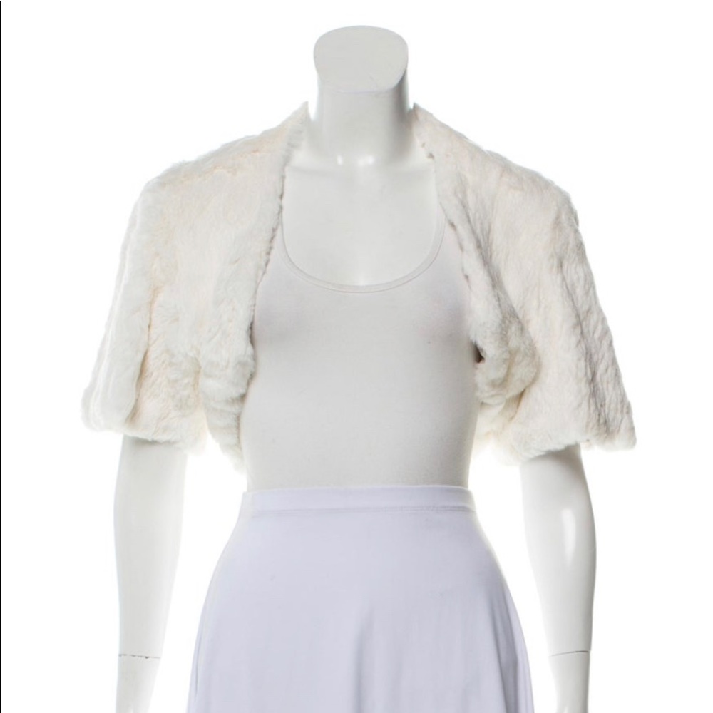 Creme Adrienne Landau Fur Shrug